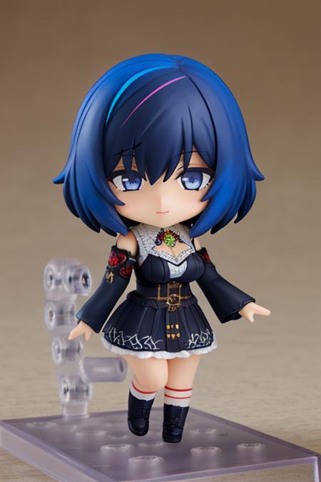 <lora:nendoroid:1>1girl, nendoroid, jewelry blue eyes, multicolored black hair, colored inner hair, medium breasts, bangs, medium straight hair, medium hair, dress