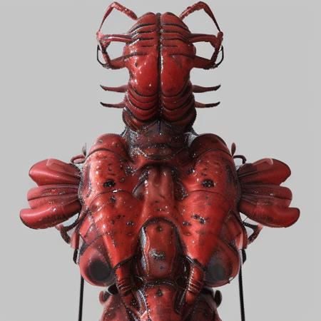 robot part lobster part human, full body portrait, tall lobster, dramatic lighting, smooth, 8k, ultra realistic