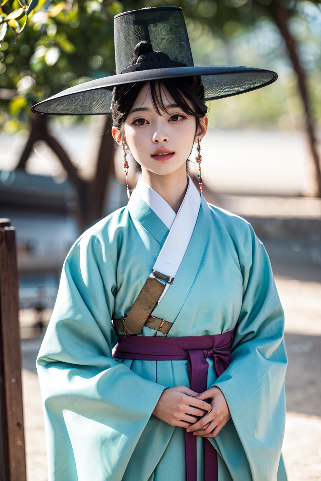 1girl, hanbok, upper body, hat, korean, <lora:hanbok_m_v4-000002:0.6>