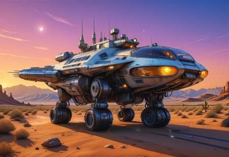 (cel-shading:2)+, (in ARTIST style:1.6), (masterpiece:1.7),  night, glow neon,
hyperrealism, glossy, shinny, clear image, accurate picture, clear picture, precise image, focused image, Science fiction style, Science fiction,
(huge Walking city), solo, outdoors, sky, cloud, desert, no human, vehicle focus, scenery, (Walking vehicle), buildings, (sharp focus:2), (best quality:1.8), night, glow neon,
(masterpiece:1.8), (highest detailed:1.8), perfectly lighted, (contrast), (saturated), (((sharp focus))),
(hyperdetailed:1.3), (intricate details:1.2), (Refined details:1.3), (best quality:1.5), highly detailed textures, vibrant colors,
(ultra sharp focus:1.8), (detailed texture:1.8), (detailed edges:1.8), (thin lines:1.8), (best quality:1.8),,