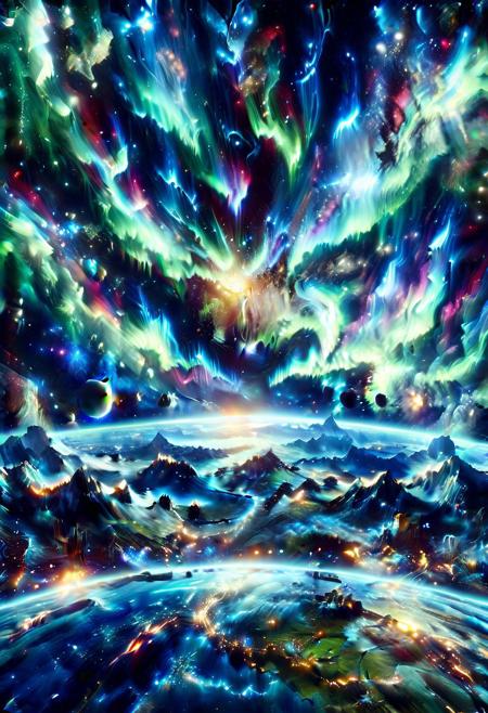 high quality, high resolution, extremely detailed, morph-aurora, earth (planet), space, star (sky)