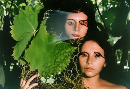 a cinematic still color photograph,  mulher invisvel, animal,misterioso vanitas, angular, ultramodern, surreal photography, masterpiece,detailed, intricate details, 1970's brazilian tropicalia retrofuturism, poly acrylic resin, Op Art, cursed image,  overgrown grape vine