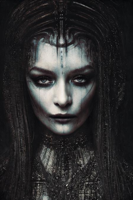 (dark theme:0.9), beauty woman, darkstyle  <lora:H.R.Giger_ArtStyle_640x960:0.85> <lora:Jaime_King_640x960:0.85>, (hdr:1.22), muted colors, complex background, hyperrealism, hyperdetailed, amandine van ray, slate atmosphere, cinematic, dimmed colors, dark shot, muted colors, film grainy, lut, spooky