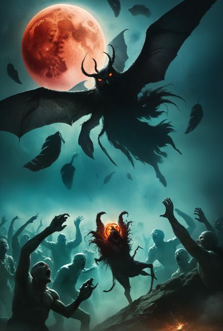 wings in the night, silhouettes, feathers, glowing eyes, claws, beak, crowd, spinning, dance macabre, blood moon rising, moonlight, pandemonium, domination over people, wind, magic particles, size difference
best quality, masterpiece, absurdes, surreal, fantasy, eerie atmosphere, horror \(theme\), dramatic, epic, colorful, detailed lighting, glow, foggy, highly dramatic lighting, professional, excellent composition, maximized details, ultimate detail level, visualy stunning, color contrast, mesmerizing and otherworldly visual experience, unprecedented, extraordinary, innovative, experimental, visionary, boundary-pushing, beyond reality visually stunning, absolutely outstanding, demonic entity, swirling, stretching, insanity, the shadow has a mind of its own, sprout, primeval evil, chthonic, in the depths of hidden fears, terrifying, dynamic, (double exposure), very detailed background <lora:marcXL:0.7> <lora:20240625-1719322976670:0.7> FRESHIDEAS Dark RPG old-school style <lora:setzstyle7:0.7> <lora:WildcardX-XL-Detail-Enhancer(detail):0.3> <lora:RMSDXL_Creative:0.5> <lora:Surreal Harmony:0.5> Surreal Harmony <lora:TheWeirdies:0.5> TheWeirdies
Robert Ervin Howard, Dante Alighieri, Edgar Rice Burroughs