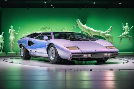 analog gloomy photo of an iridescent silver Lamborghini Countach car,  <lora:c0unt4ch:0.9>, ((at night)), in a photography studio, ((greek sculptures in the background:1.3)), (neon lights:1.3), (vaporwave), retrowave, (outrun), (cyberpunk), (laser beams), futuristic, magical, surreal, dreamy, High Detail, Sharp focus, (photorealism), realistic, best quality, 8k, award winning, dramatic lighting, epic, cinematic, masterpiece, rim light, ambient fog:1.5, dutch angle, wide angle lens, ,