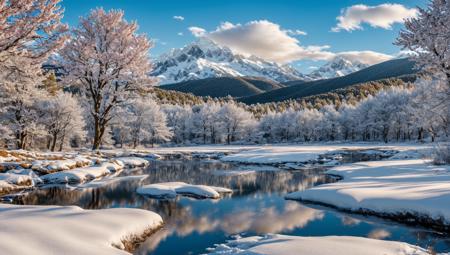 ((masterpiece:1.4,best quality)), cloud,   outdoors
(snowy mountains), spring glade, scenery, sky,
(noon:1.4), high detail, abundant, 8k, high detail, wallpaper