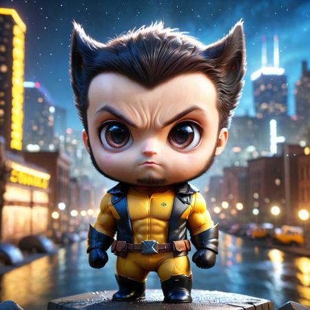 pam-swtvrld X-Men Wolverine, gotham city background,night,full depth of field and realistic textures,highly detailed,masterpiece,high quality, 8K Ultra HD,