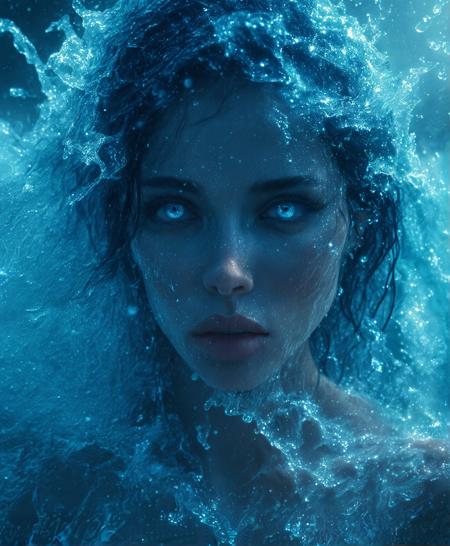 detailifier, auralora, ultra-detailed, masterpiece, best quality, best lighting  RAW photo, masterpiece, photorealistic, 8k, stunning eyes, skin detail, blue skin, skin pores, gills, blemishes,   A stunning portrait of a beautiful blue-skinned female portrait photo of the majestic beautiful sea queen, at dawn, foggy, water splash, creepy scene, cinematic, alluring cleavage, emerging from a whirling, iridescent ring of raging, fluid energy behind her.   <lora:Lora_3.5L_detailifier:0.30000000000000004> <lora:Add_More_details_SD3:0.20000000000000004>