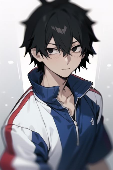 shintarou_kisaragi black hair black eyes hair between eyes