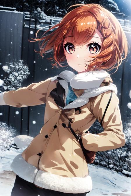 1girl, anime eyes, beautiful detailed eyes, kusakabe korona, cowboy shot, winter, brown eyes  <lora:korona:1> <lora:beautifulDetailedEyes_v10:0.7>