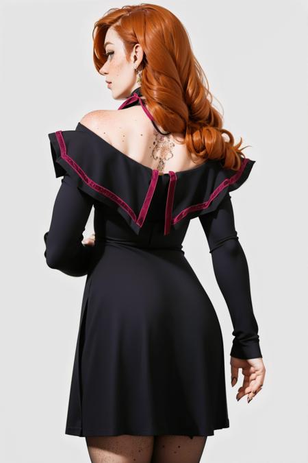 b4tw1ng, long sleeves, black dress, neck ribbon,