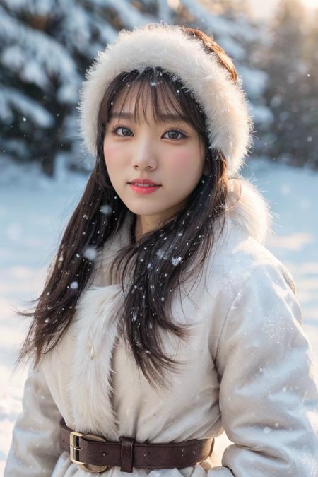 (upper body:1.2), nikon RAW photo, 8k, Fujifilm XT3,masterpiece, best quality, realistic, ultra detailed, extremely detailed face, natural lighting, solo,1girl, standing, white snow witch, wearing eskimo, snow, snowflakes, ((photorealistic:1.4)), asymmetrical long hair, (detailed oily skin), (detailed face), (detailed background :1.1),