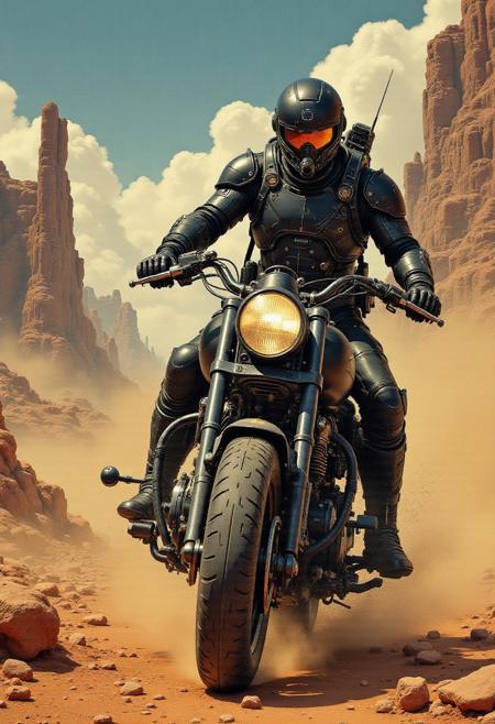 sci-fi motorcycle cowboys on planet x