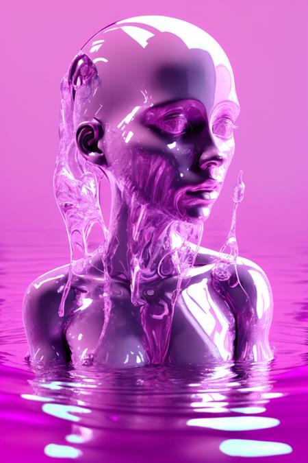 two pink heads in water with a pink background , 3d render, c4d