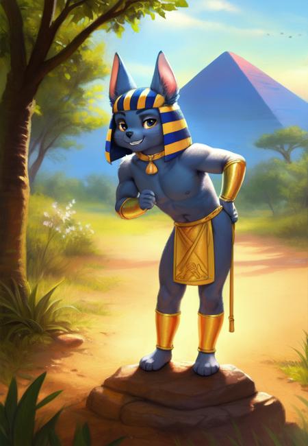 KingNachoCharactI, egyptian clothes, Blue skin