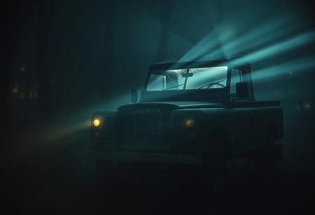 vintage Land Rover Series I parked on a forest trail at night, surrounded by dense fog, soft cinematic lighting from the car’s headlamps, fireflies glowing in the background, eerie atmosphere, film noir look, adventure mystery vibe, dusty windshield, mist in beams of light
--ar 21:9 --v 5 --q 2
<lora:cinematic_night_scene:0.7> <lora:classic_cars_vintage_adventure:0.8>