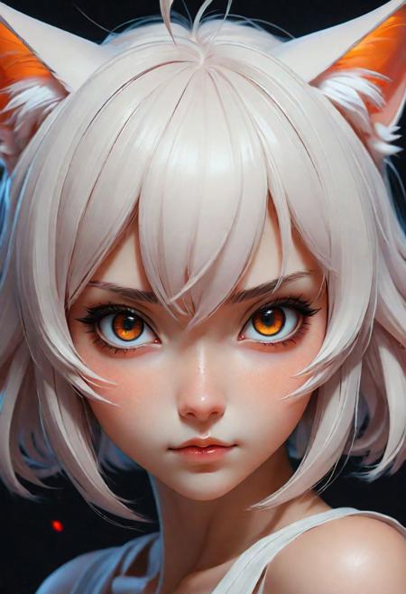 minimalist painting, pen and ink sketch, colorful,
black background, closeup anime portrait of a nekomimi girl, eye contact, action-packed, by Sakimichan, by WLOP, by Ilya Kuvshinov, by RossDraws, by Artgerm, elaborate, masterpiece, detailed