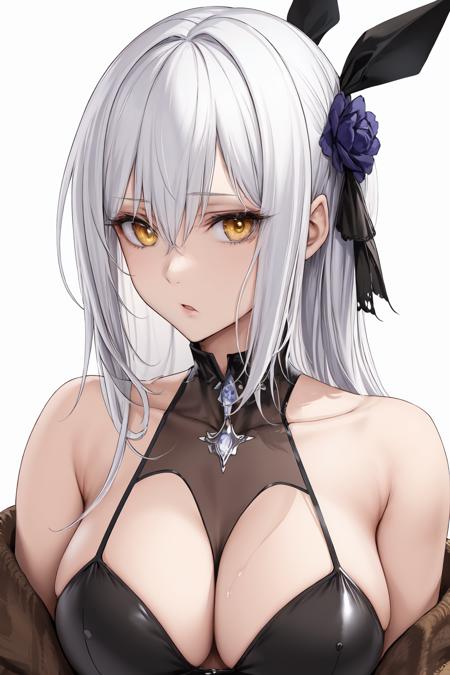 (masterpiece:1),(best quality:1),
1girl,white hair, yellow eyes,
white background,