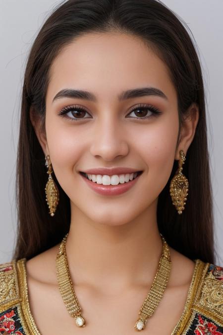 Realistic smiling sexy Moroccan girl in traditional clothing