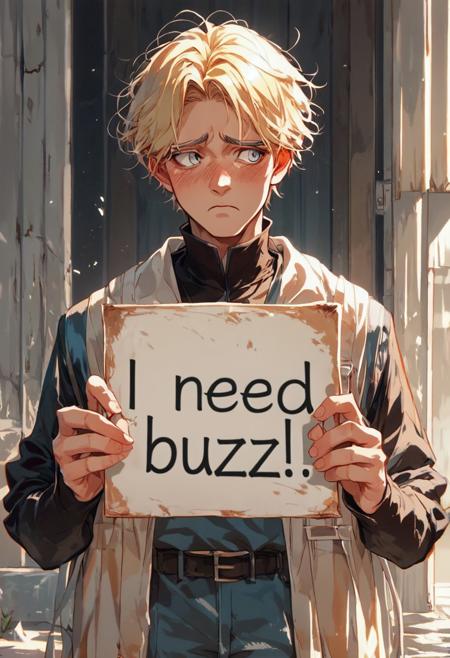 (PD/IL)"I Need Buzz!" Sign Pony