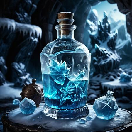 ice_art,ice,extremely detailed potion with poison, detailed environment, dark shot, rtx,<lora:ice_art:1>