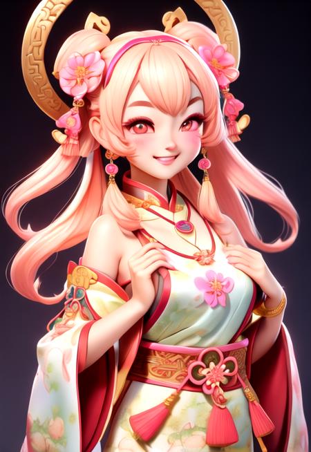 <niji-se-3d>, best quality, masterpiece, highres, 1girl,blush,(seductive smile:0.8),star-shaped pupils,china hanfu,hair ornament,necklace, jewelry,Beautiful face,upon_body, Chinese style