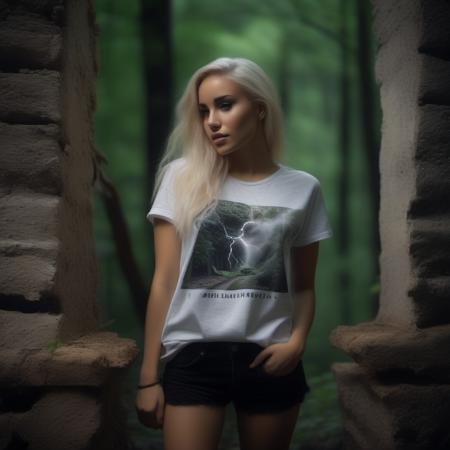 <lora:w00ds2:1>  contrasts <lora:offset_0.2:.5> w00ds,  a beautiful woman, beautiful bone structure, in a (ruin), in the woods, spooky,  wearing a (t-shirt:1.1), (thunderstorm:1.2),  (realistic, photo-realistic:1.37), ultra high res, ultra-detailed, incredibly beautiful girl, 8k uhd, dslr, soft lighting, high quality, film grain, Fujifilm XT3