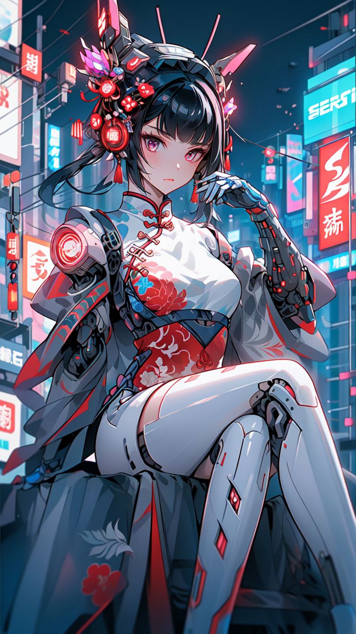 Cyberhanfu 赛博国风/Cyber Chinese style image by marusame