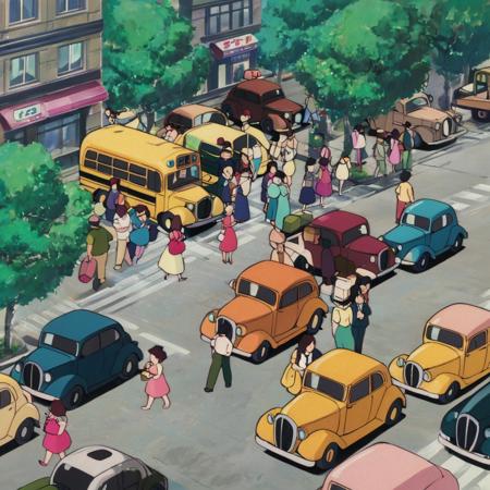 image in gg artstyle a busy city street