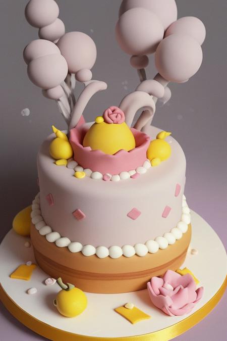 A vibrant, whimsical close-up shot, styled in a hyperrealistic manner reminiscent of a Dutch Masters still life painting, showcasing a breathtaking array of intricately decorated cakes.  Surrounding it are smaller cakes, each a unique explosion of color and texture: a miniature chocolate cake with a glossy ganache, a lemon-flavored cake with delicate candied lemon slices, and a vibrant red velvet cake generously frosted with cream cheese icing.  The cakes rest on a rustic wooden table, its surface subtly textured, reflecting soft, diffused light.  The overall mood is joyous and celebratory, capturing the irresistible fusion of culinary artistry and unbridled imagination. The lighting is soft and warm, emphasizing the glistening textures of the frosting and the vibrant colors of the decorations. The camera angle is slightly elevated, creating a perspective that enhances the drama and grandeur of the cake display.  Employ a shallow depth of field to highlight the central cake, while maintaining crisp details throughout.SmoothNoob_Quality, dynamic , unsheathing, school uniform, solo, black , viewer, purple background, dutch angle,foreshortening, twilight, glowing, ink background, abstract background, bright colors, dark, pink theme, gray smoke, neon trim,