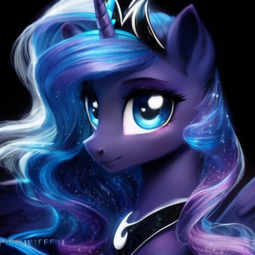pony princess luna, unshorn fetlocks, intricate detail, countershading, vibrant cinematic lighting, [matte:3, ]highly deta...