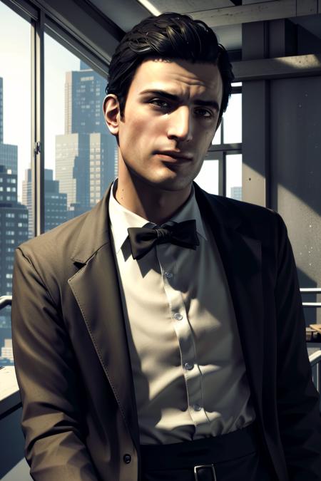 (day),high rise apartment, windows,
Black_suit,Black_jacket,black tie,white shirt,
<lora:vito_scaletta_mafia2-KK77-V1:0.7>,
black hair,black eyes,Bangs,Short hair,
1 Man, 40yo,male,looking at viewer,
NSFW,official art,extremely detailed CG unity 8k wallpaper, perfect lighting,Colorful, Bright_Front_face_Lighting,
(masterpiece:1.0),(best_quality:1.0), ultra high res,4K,ultra-detailed,
photography, 8K, HDR, highres, absurdres:1.2, Kodak portra 400, film grain, blurry background, bokeh:1.2, lens flare, (vibrant_color:1.2)