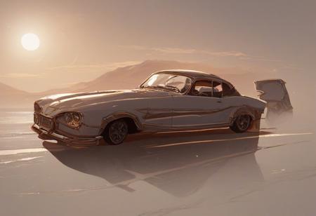 pmg style, score_9, score_8_up, score_7_up, score_6_up, a convertible car, top down, on a windy porcelain road, sense of speed, sun and shade, dynamic, aesthetic,morph-aurora