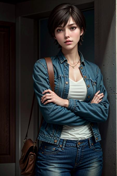 MadisonHR, 1girl, solo, realistic, denim, jeans, brown hair, pants, short hair, jacket, brown eyes, crossed arms, lips
<lora:epi_noiseoffset2:1>,    <lora:MadisonHR:0.7>