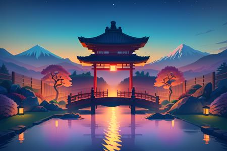 (digital painting),(best quality), serene Japanese garden, cherry blossoms in full bloom, koi pond, footbridge, pagoda, Ukiyo-e art style, Hokusai inspiration, Deviant Art popular, 8k ultra-realistic, pastel color scheme, soft lighting, golden hour, tranquil atmosphere, landscape orientation <lora:dave2d_lora:0.4>