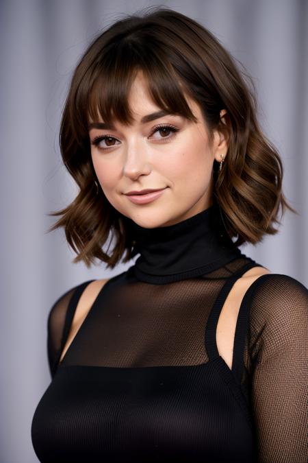 a photo of (m1l4n4v4yntrub:0.99), a woman (wearing a turtleneck jumper), on a premiere movie event, standing on the red carpet, (focus on face:1.2), (masterpiece:1.2), (photorealistic:1.2), (bokeh), (best quality), (detailed skin:1.2), (intricate details), (8k), (HDR), (cinematic lighting), (sharp focus), (close-up:1.4)