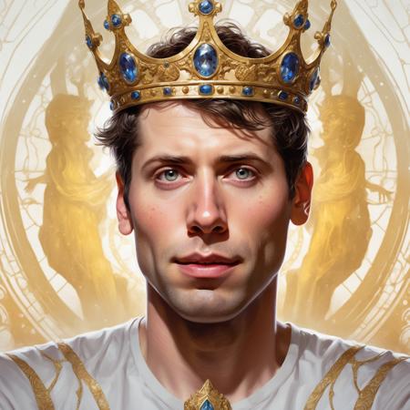 highly detailed portrait of   ((ohwx man)) as an elegant god, ornate crown, handsome symmetrical face, digital painting, artstation, concept art, smooth, clear focus, illustration, greg rutkowski, artgerm, global lighting, detailed and fantasy  <lora:altman_lora_sdxl-000006:1>