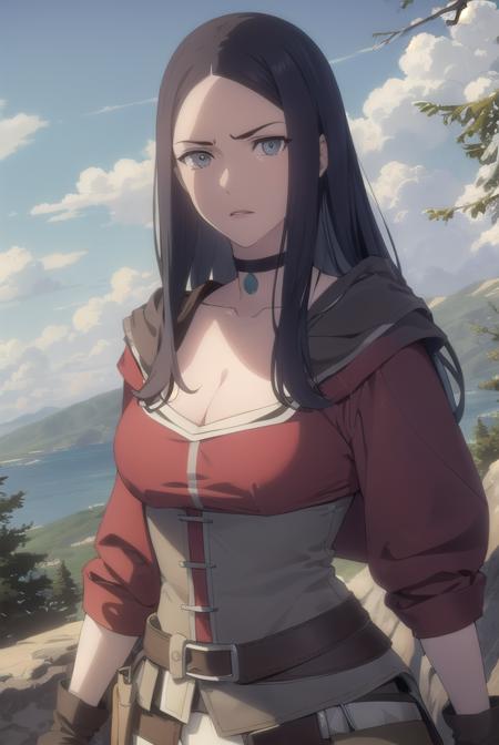 tetragilcrest, <lora:tetra gilcrest-lora-nochekaiser:1>,
tetra gilcrest, long hair, black hair, (grey eyes:1.5),
BREAK gloves, cleavage, boots, choker, belt, pants, fingerless gloves,
BREAK outdoors, forest, nature, grass, trees, sun, sky, clouds,
BREAK looking at viewer, (cowboy shot:1.5),
BREAK <lyco:GoodHands-beta2:1>, (masterpiece:1.2), best quality, high resolution, unity 8k wallpaper, (illustration:0.8), (beautiful detailed eyes:1.6), extremely detailed face, perfect lighting, extremely detailed CG, (perfect hands, perfect anatomy),