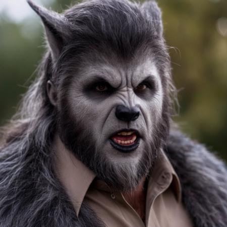 cinematic film still of  <lora:Werewolf style:1.2>
a close up of a person wearing a Werewolf costume Werewolf Style, shallow depth of field, vignette, highly detailed, high budget, bokeh, cinemascope, moody, epic, gorgeous, film grain, grainy