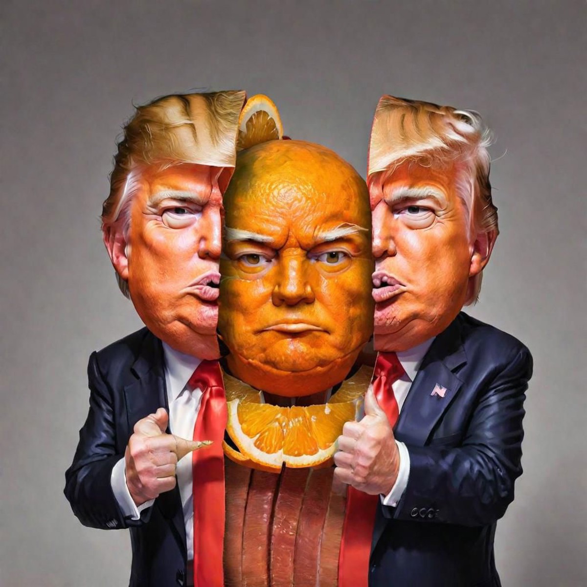Split head Sliced Orange inside Donald Trump