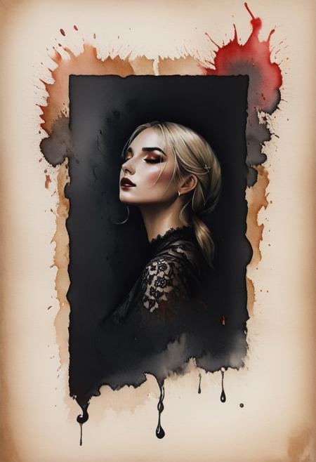 RAW profile photo, close-up, amazing artwork, masterpiece, intricate, diffused light, burning flames, dark atmosphere, masterpiece, cinematic film still of a blonde beautiful woman, detailed eyes,eyeliner, gothic dress, medium breasts, darkred lipstick, black lace turtleneck dress, tack sharp focus on eyes, Sensual, lustful, seductive,  intricate, ultra detailed, 8k, <lora:MS_DitavT_V1_32:0.6>
