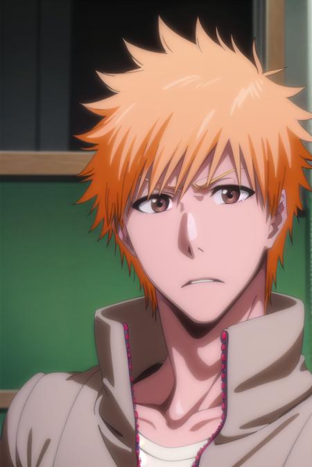 ichigokurosaki, <lyco:ichigokurosaki-lyco-nochekaiser:1>,
ichigo kurosaki, short hair, orange hair, spiked hair, (brown eyes:1.5),
BREAK shirt, long sleeves, school uniform, jacket, white shirt, open clothes, open jacket, grey jacket,
BREAK looking at viewer, upper body,
BREAK indoors, classroom,
BREAK <lyco:GoodHands-beta2:1>, (masterpiece:1.2), best quality, high resolution, unity 8k wallpaper, (illustration:0.8), (beautiful detailed eyes:1.6), extremely detailed face, perfect lighting, extremely detailed CG, (perfect hands, perfect anatomy),