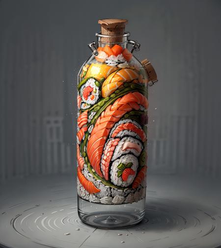 <lora:SushiStyle:1> SushiStyle bottle