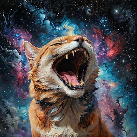 Painting of a giant cat swallowing a galaxy,  simple background, detailed panting
<lora:add-detail-xl:1>
<lora:xl_more_art-full_v1:1>
