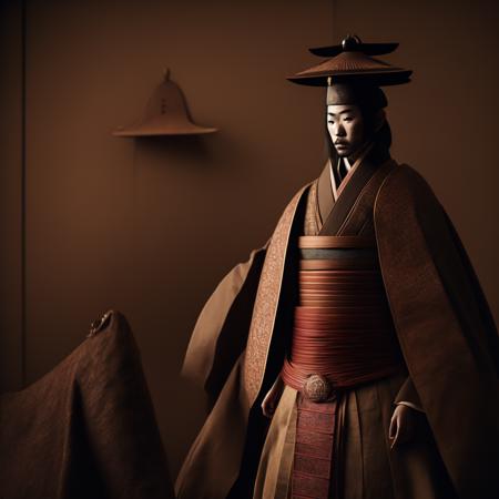 photo A nobody from the Edo Period is dressed as the Shogun (ShogunNobody style:1) <lora:djzShogunNobody:0.8)