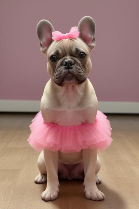 score_9, score_8_up, score_7_up, score_6_up, french bulldog, drooling, standing on its legs, wearing a cute pink dance tutu, ridiculous, funny, in a dance class, bright light, 
masterpiece, high resolution 4K,