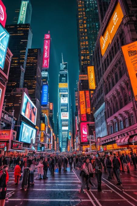 (utltra-detailed, masterpiece, best quality, high resolution:1), HDR, large crowd in new york city, neon lights, zh_shot_by_elsa_bleda, realistic,  <lora:ZH_ShotByElsaBleda_v1:0.9>, space ship, dark