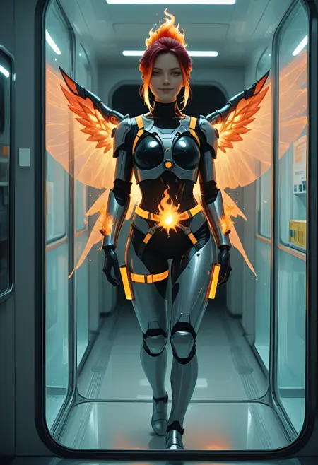 Solar Flare Phoenix Engineer – Sci-Fi Monster Girl Wildcards Pack