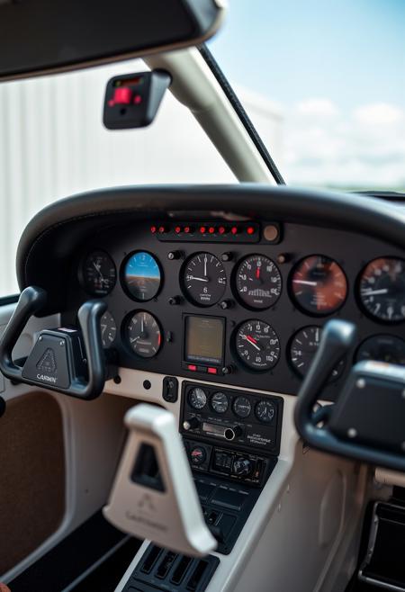 A beautifully composed professional photograph of a Cessna 172 instrument panel after a full Garmin upgrade