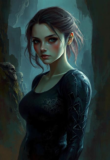 context backgrounds,  by H. R. Giger, young woman, Digital painting,